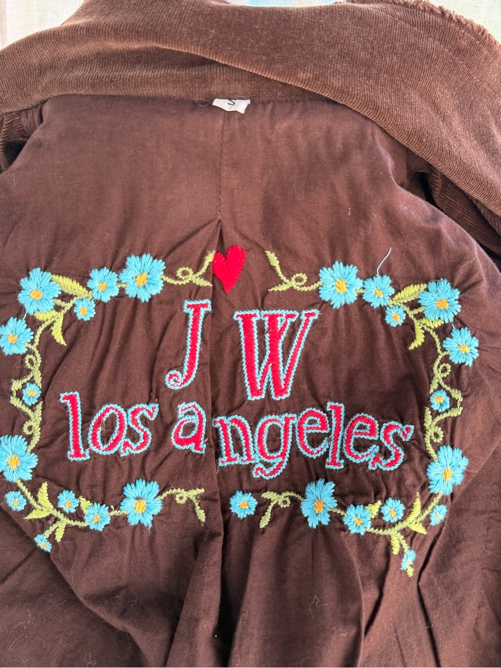 Johnny Was Embroidered Brown Corduroy Jacket with Floral & Bird Motifs Blazer Sm - Picture 13 of 14
